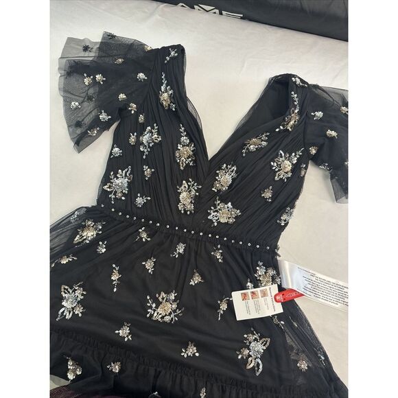 NEW $598 Mac Duggal [ 8 ] Ruffle Tiered Embellished Flutter Sleeve‎ Gown #G1606 - Picture 7 of 16